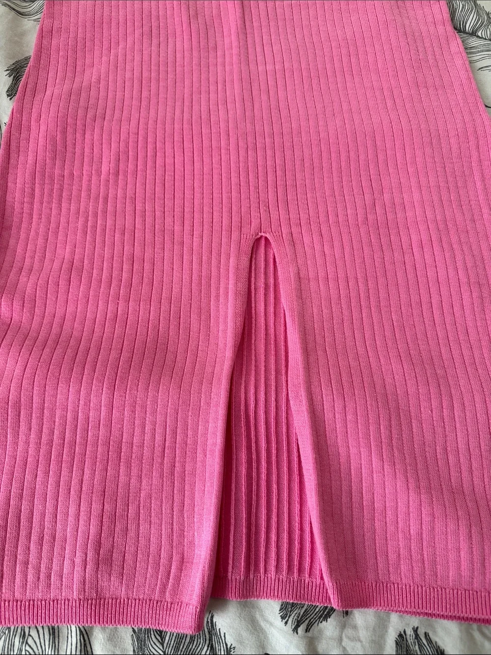 Free People Pink Ribbed Knit Midi Skirt Slit Cotton Candy Bubblegum Pink Size M